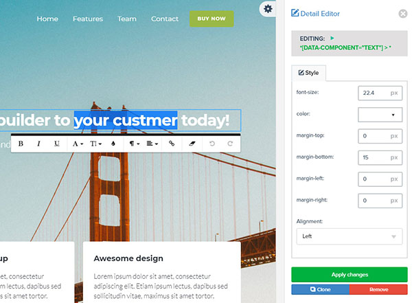 drag and drop html style editor